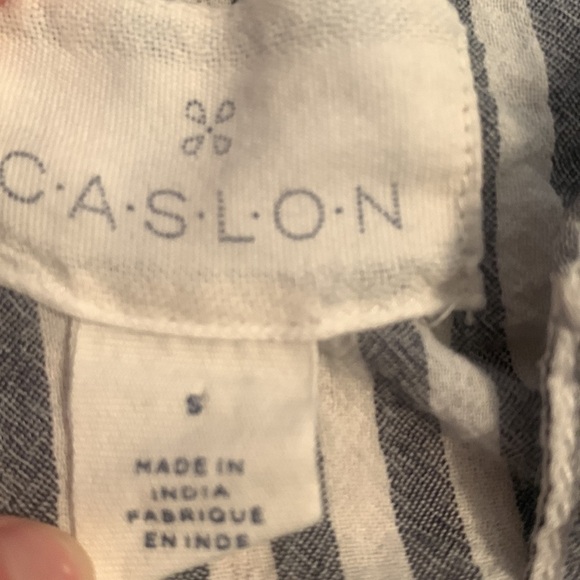 CASLON Striped Long Sleeve Collared Button Down Blouse Blue and White Women’s S - Picture 2 of 12